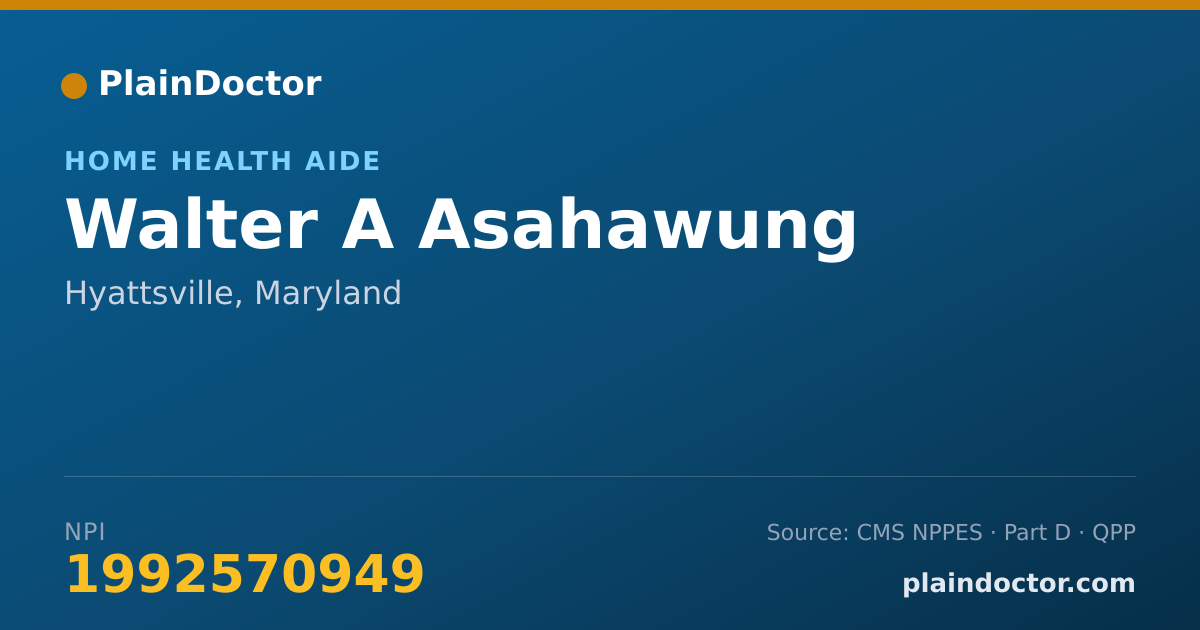 Shareable card for Walter A Asahawung - Home Health Aide, Hyattsville, MD