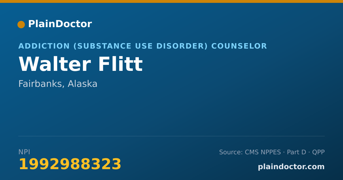 Shareable card for Walter Flitt - Addiction (Substance Use Disorder) Counselor, Fairbanks, AK
