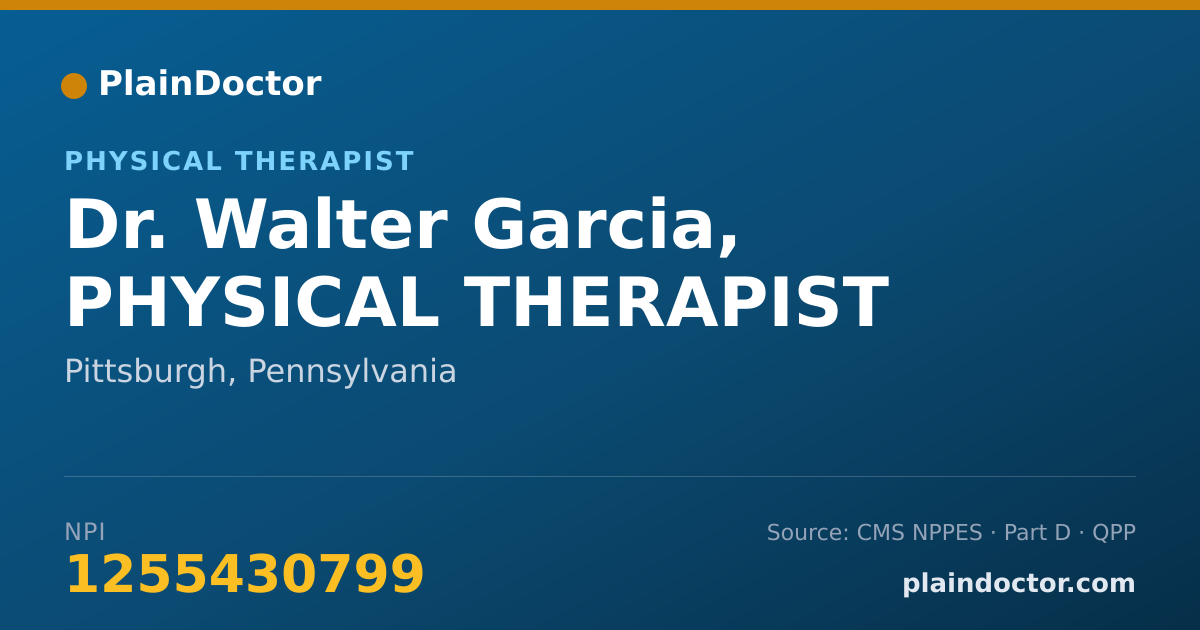 Shareable card for Walter Garcia, PHYSICAL THERAPIST - Physical Therapist, Pittsburgh, PA