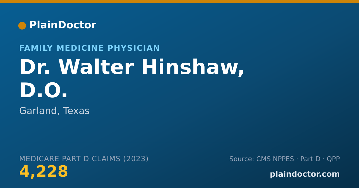 Shareable card for Walter Hinshaw, D.O. - Family Medicine Physician, Garland, TX