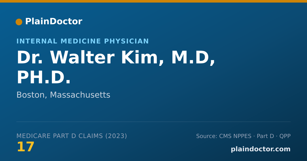 Shareable card for Walter Kim, M.D, PH.D. - Internal Medicine Physician, Boston, MA