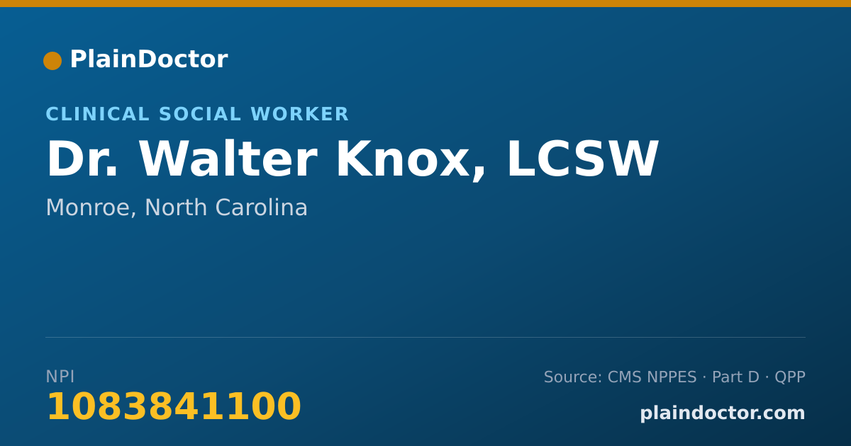 Shareable card for Walter Knox, LCSW - Clinical Social Worker, Monroe, NC