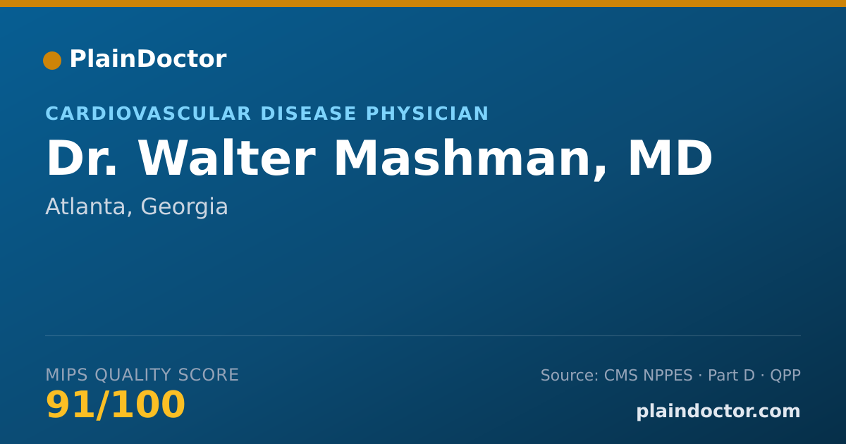 Shareable card for Walter Mashman, MD - Cardiovascular Disease Physician, Atlanta, GA