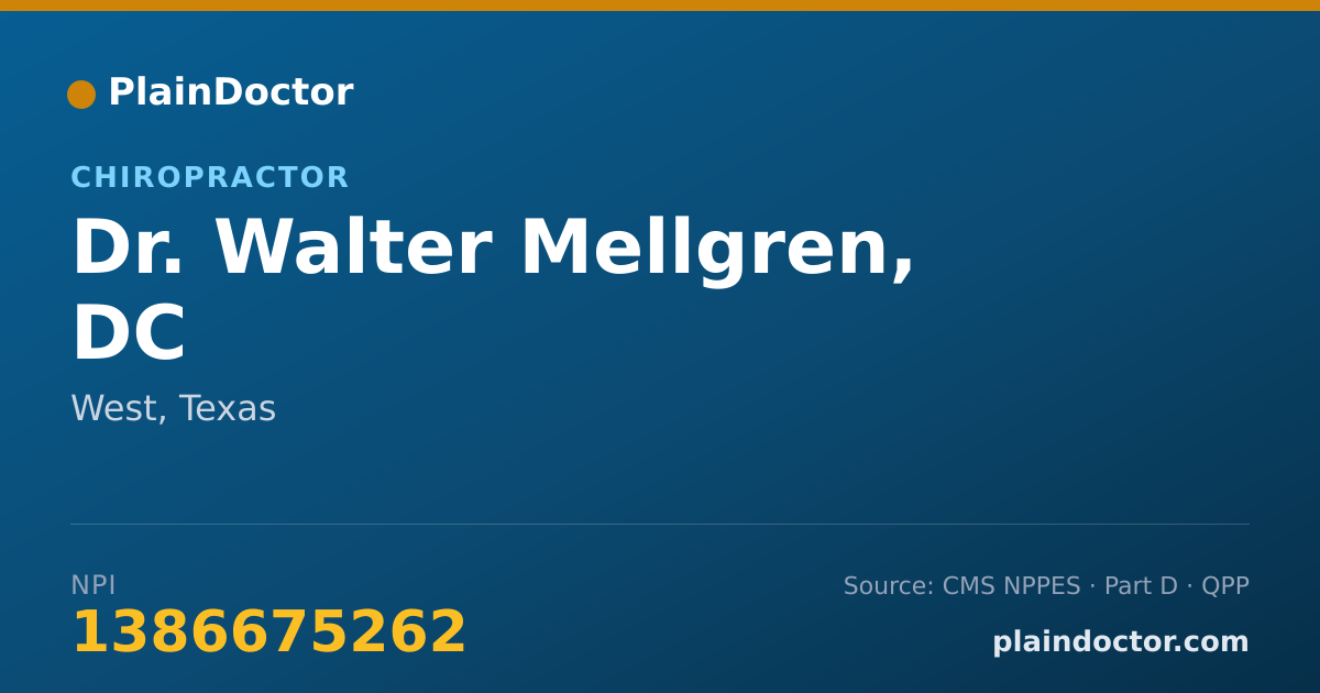Shareable card for Walter Mellgren, DC - Chiropractor, West, TX