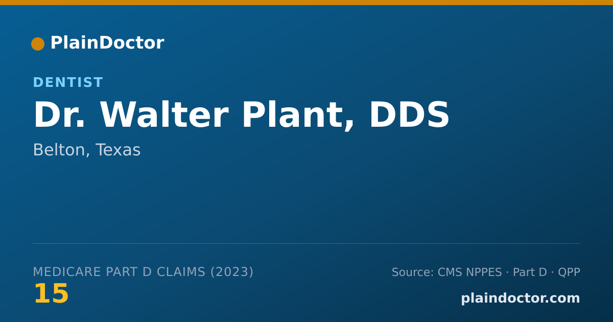 Shareable card for Walter Plant, DDS - Dentist, Belton, TX