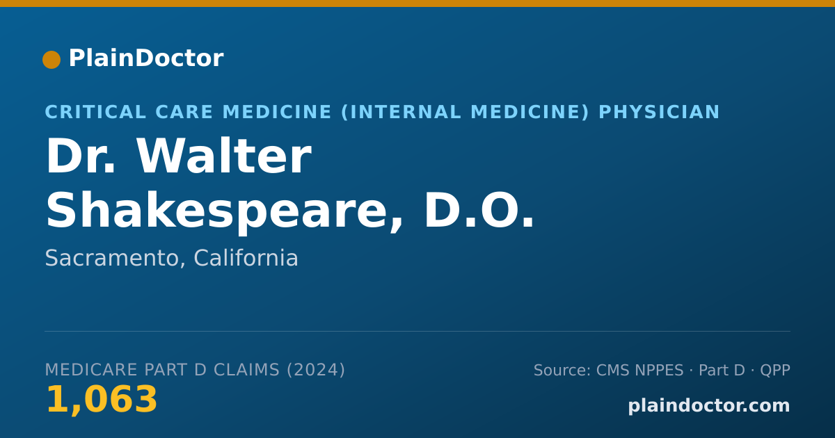 Shareable card for Walter Shakespeare, D.O. - Critical Care Medicine (Internal Medicine) Physician, Sacramento, CA