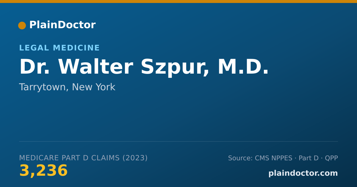 Shareable card for Walter Szpur, M.D. - Legal Medicine, Tarrytown, NY