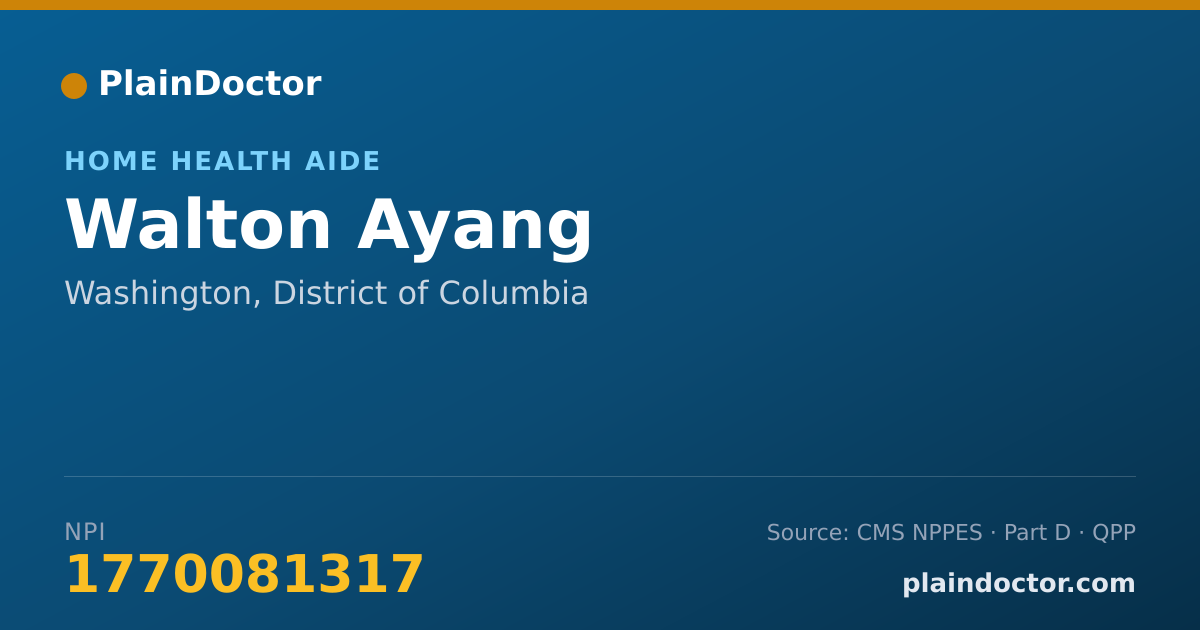 Shareable card for Walton Ayang - Home Health Aide, Washington, DC