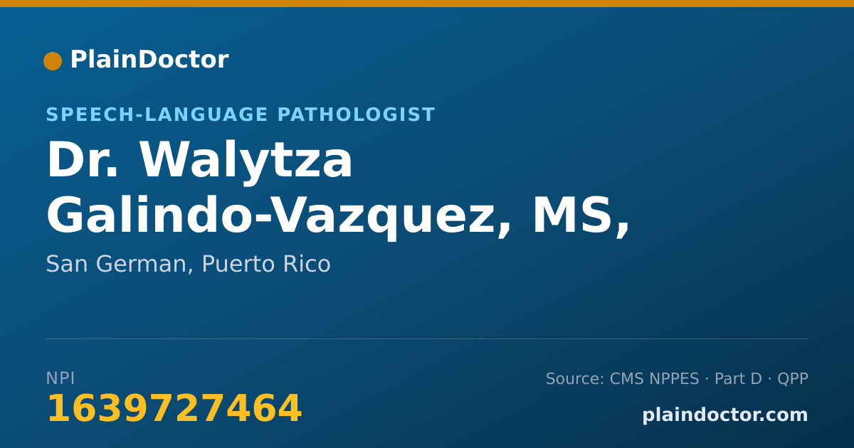 Shareable card for Walytza Galindo-Vazquez, MS, SLP - Speech-Language Pathologist, San German, PR
