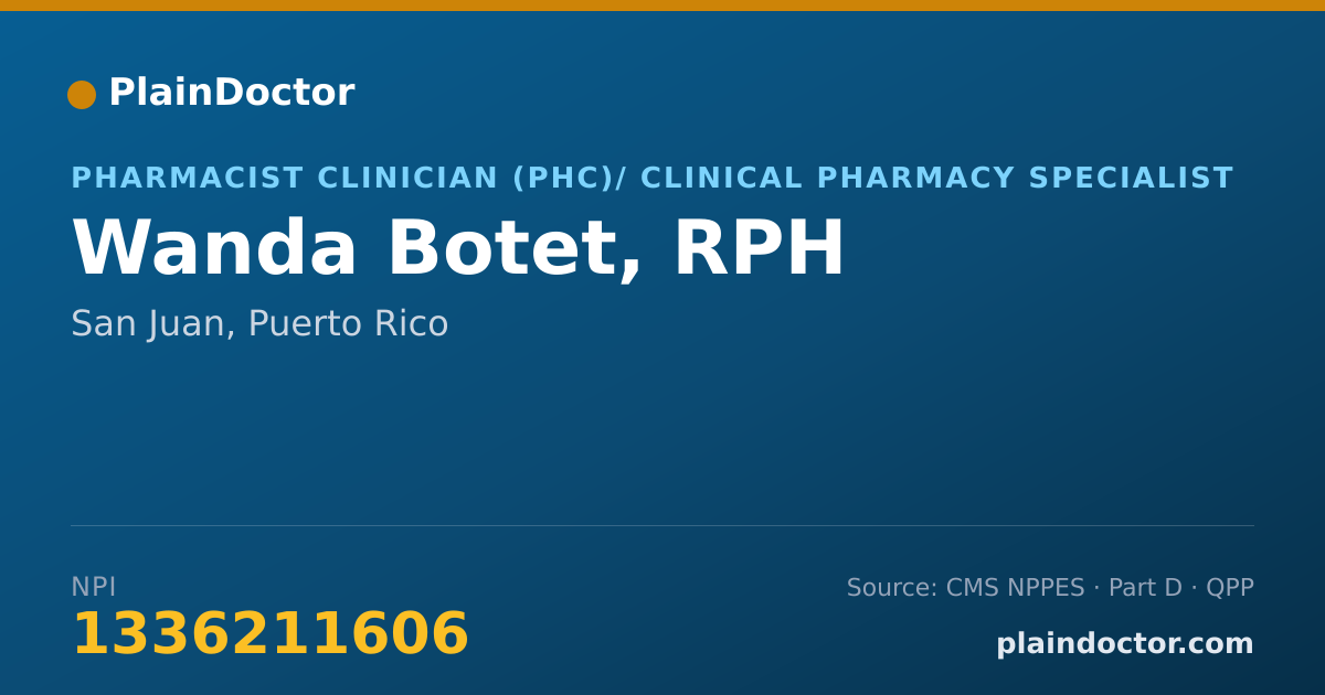Shareable card for Wanda Botet, RPH - Pharmacist Clinician (PhC)/ Clinical Pharmacy Specialist, San Juan, PR