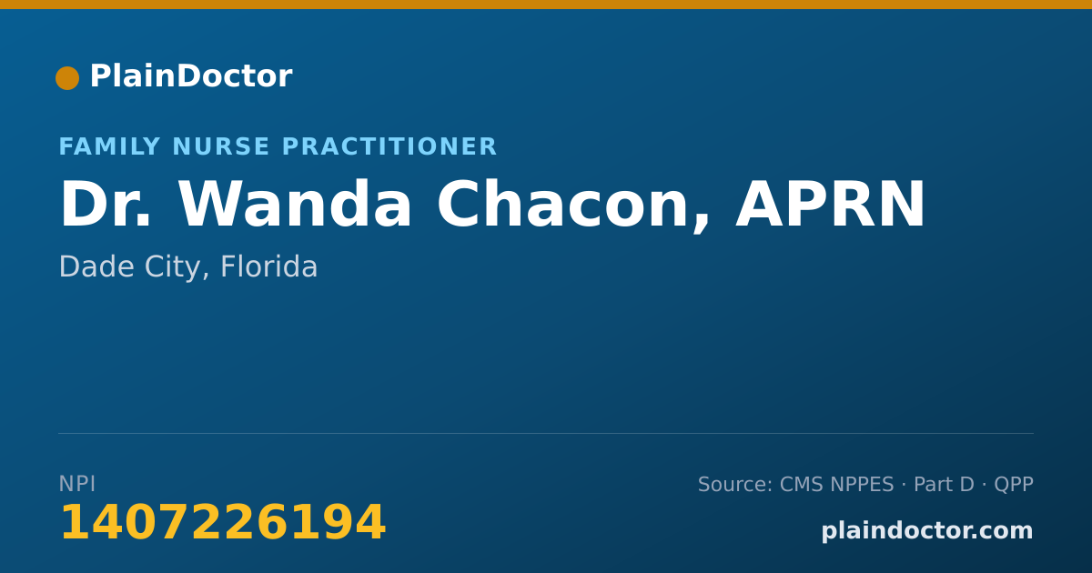 Shareable card for Wanda Chacon, APRN - Family Nurse Practitioner, Dade City, FL