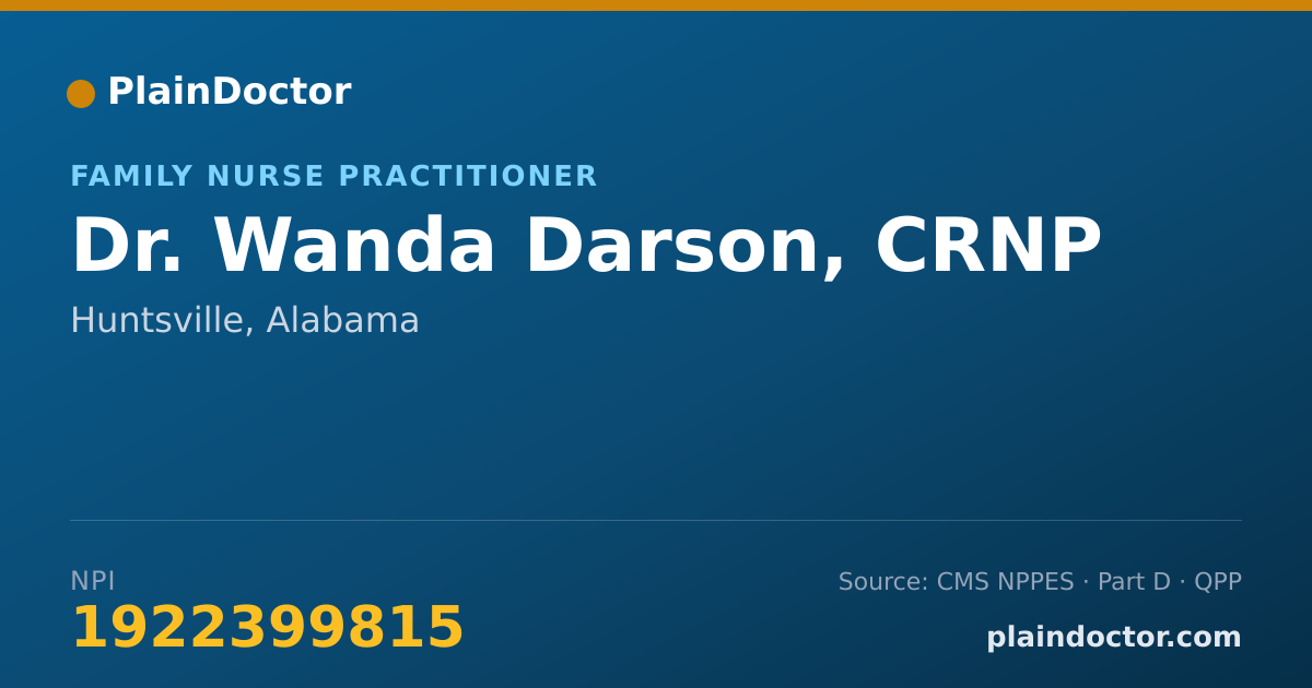 Shareable card for Wanda Darson, CRNP - Family Nurse Practitioner, Huntsville, AL