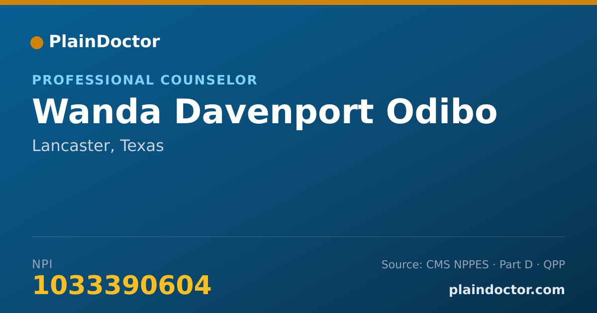Shareable card for Wanda Davenport Odibo - Professional Counselor, Lancaster, TX