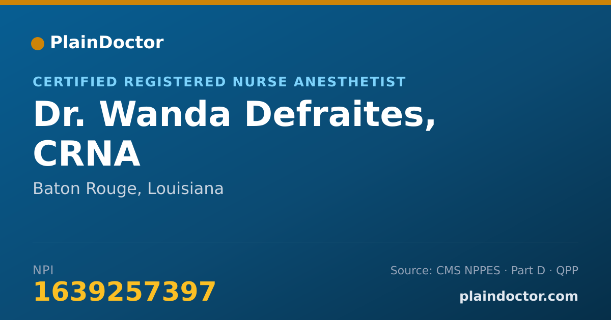 Shareable card for Wanda Defraites, CRNA - Certified Registered Nurse Anesthetist, Baton Rouge, LA