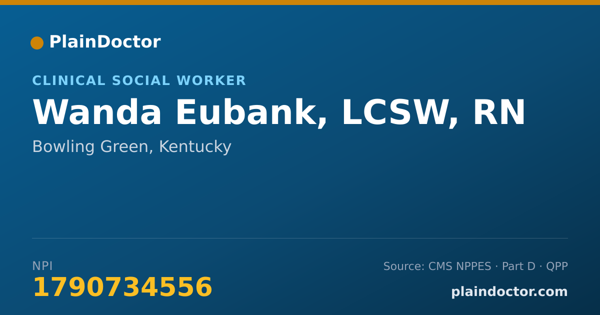 Shareable card for Wanda Eubank, LCSW, RN - Registered Nurse, Bowling Green, KY
