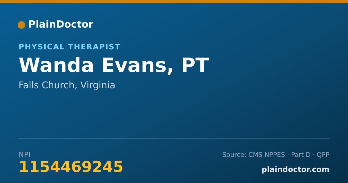 Shareable card for Wanda Evans, PT - Physical Therapist, Falls Church, VA