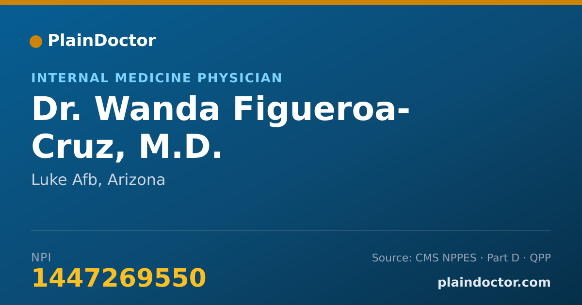 Shareable card for Wanda Figueroa- Cruz, M.D. - Internal Medicine Physician, Luke Afb, AZ