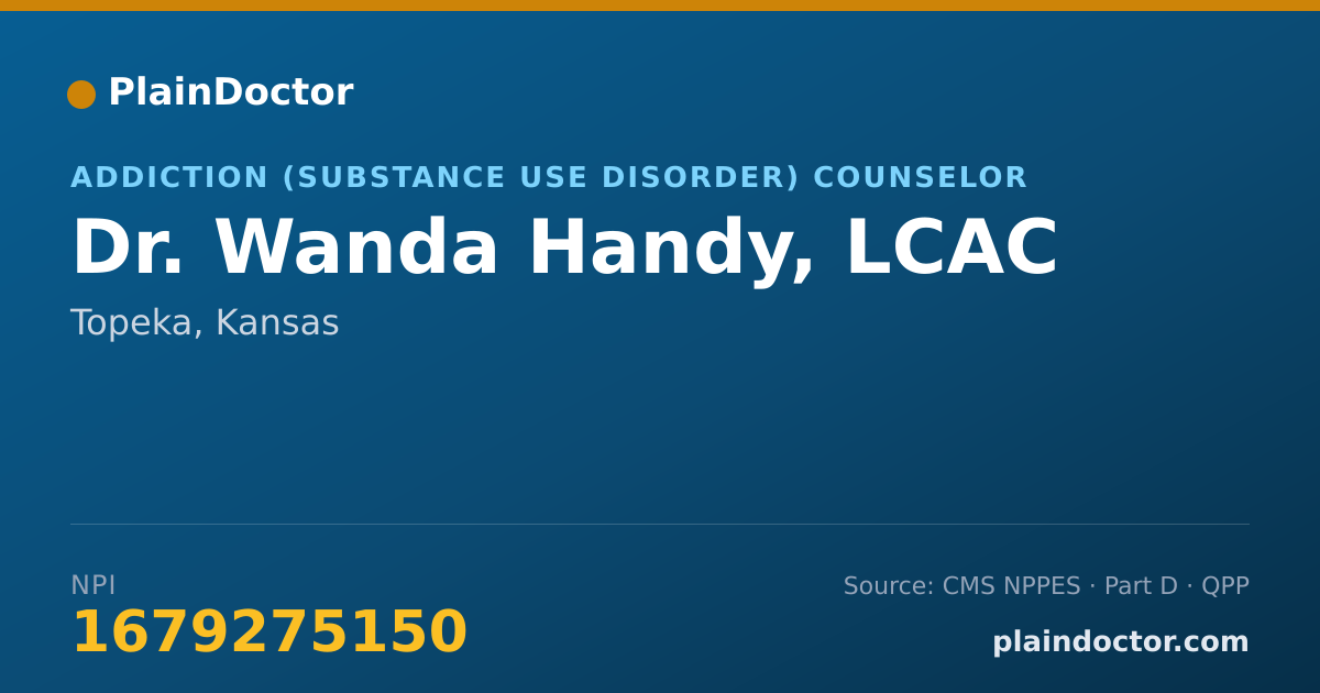 Shareable card for Wanda Handy, LCAC - Addiction (Substance Use Disorder) Counselor, Topeka, KS