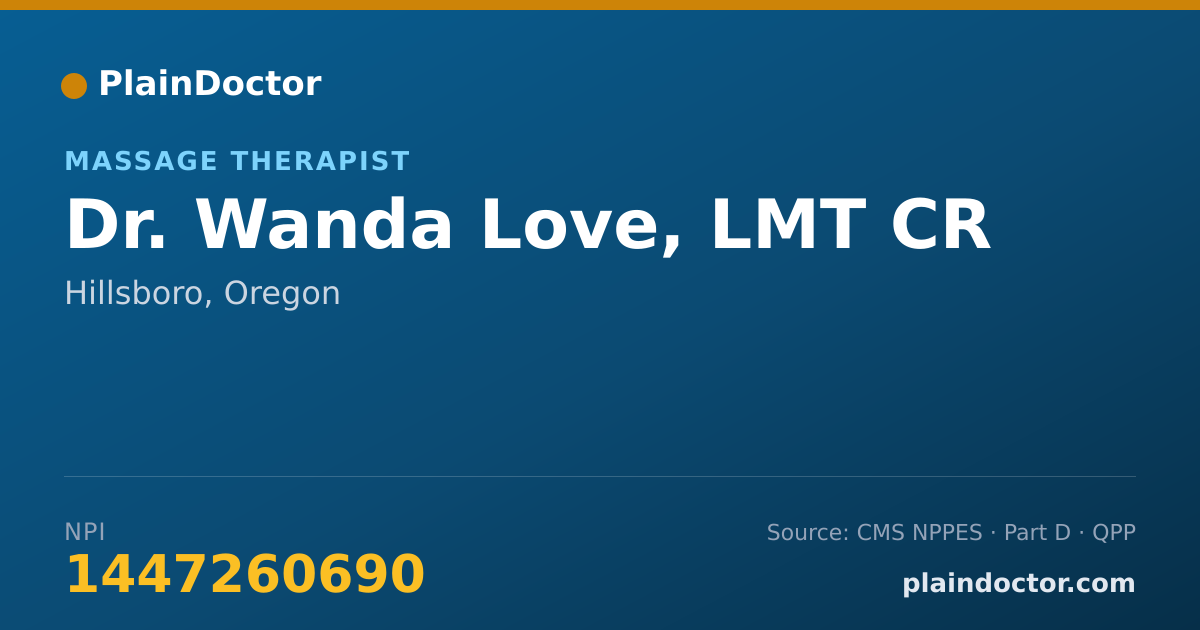 Shareable card for Wanda Love, LMT  CR - Massage Therapist, Hillsboro, OR