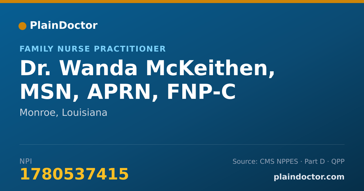Shareable card for Wanda McKeithen, MSN, APRN, FNP-C - Family Nurse Practitioner, Monroe, LA