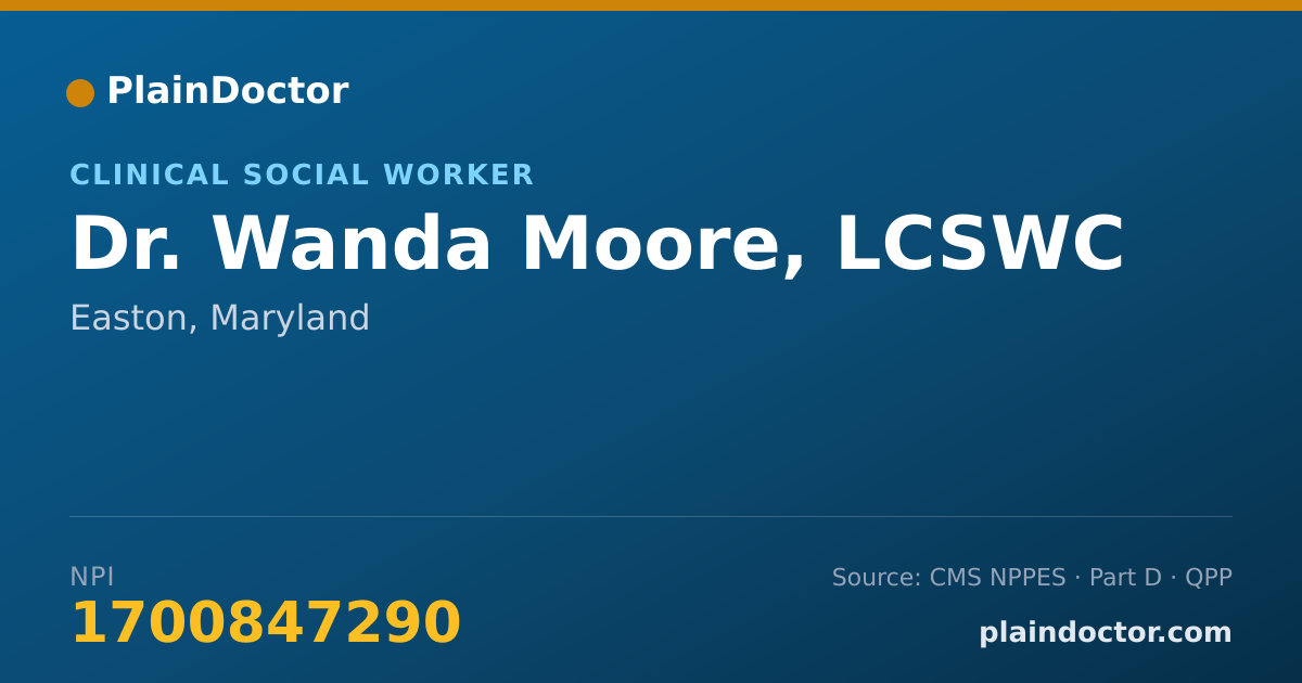 Shareable card for Wanda Moore, LCSWC - Clinical Social Worker, Easton, MD