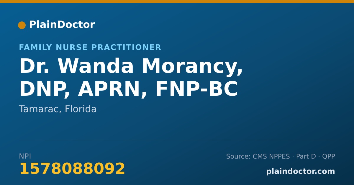 Shareable card for Wanda Morancy, DNP, APRN, FNP-BC - Family Nurse Practitioner, Tamarac, FL