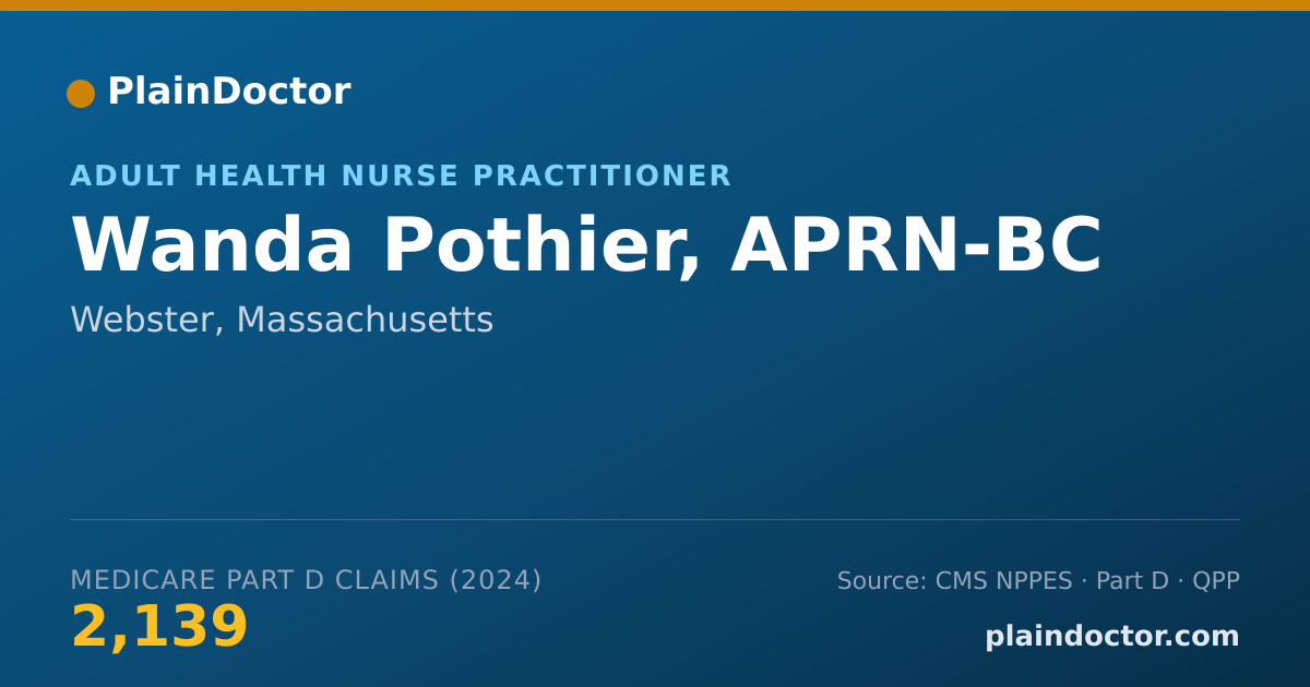 Shareable card for Wanda Pothier, APRN-BC - Adult Health Nurse Practitioner, Webster, MA
