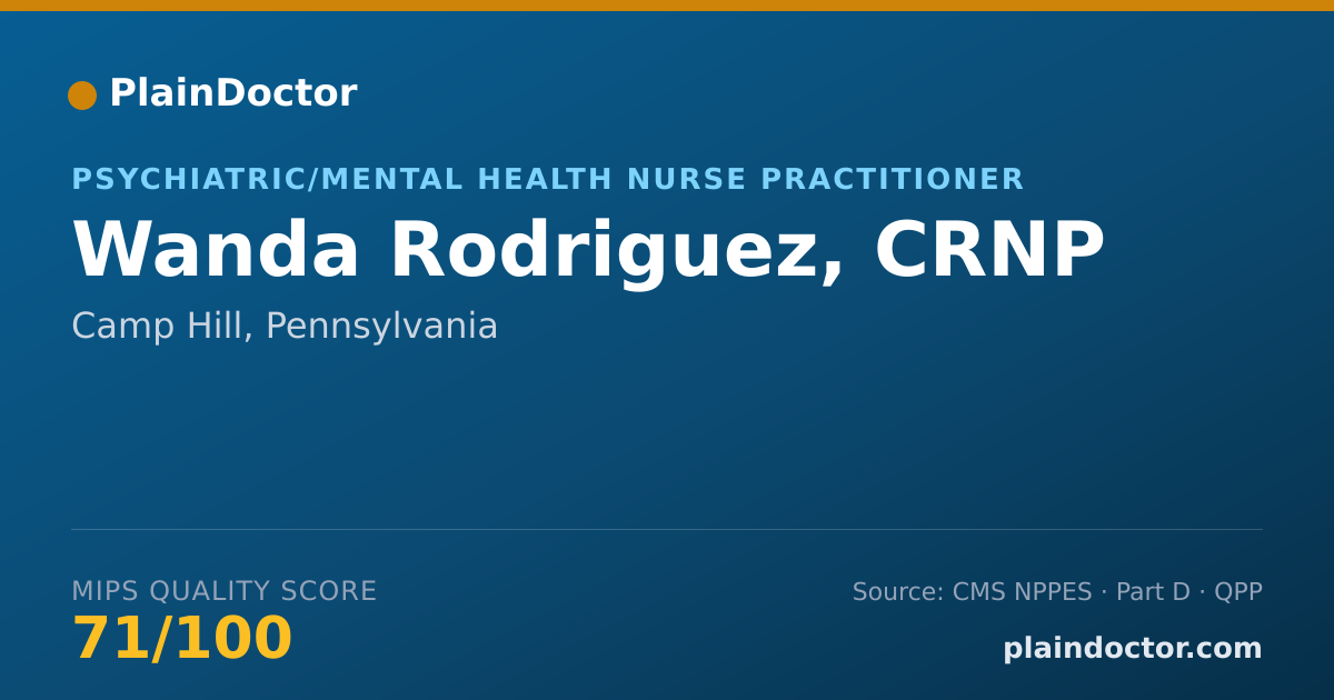 Shareable card for Wanda Rodriguez, CRNP - Psychiatric/Mental Health Nurse Practitioner, Camp Hill, PA