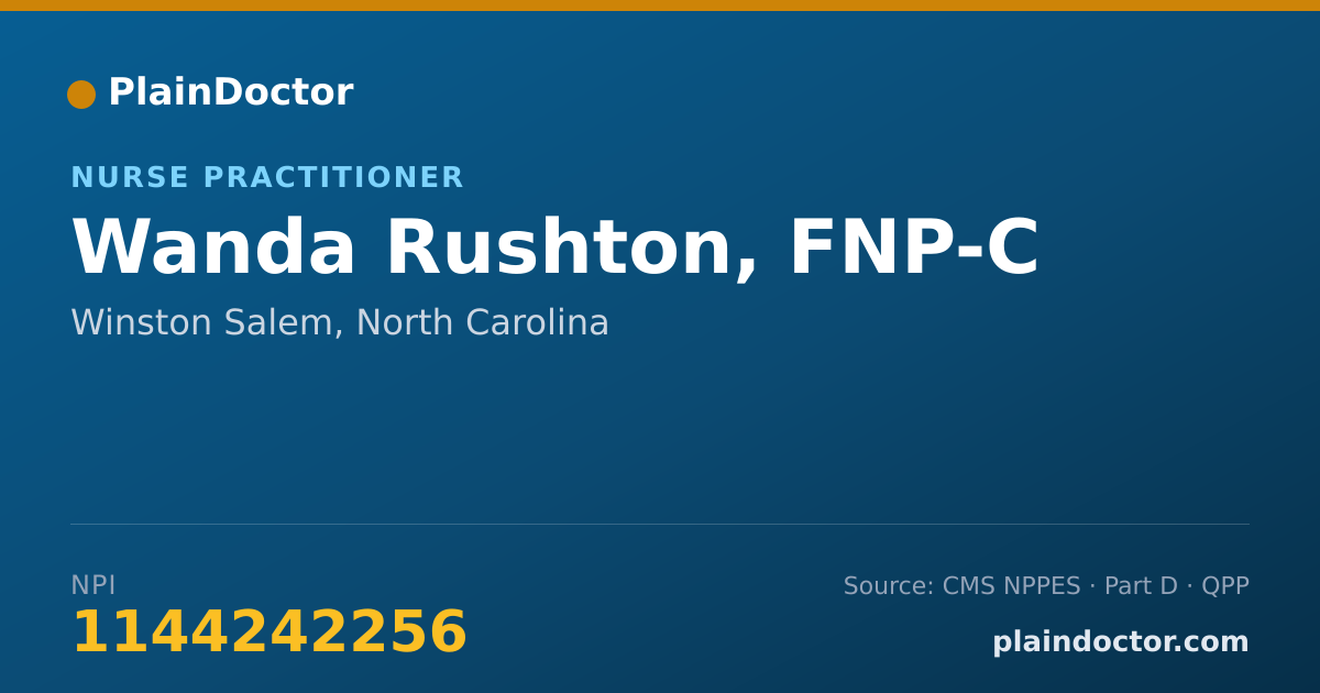 Shareable card for Wanda Rushton, FNP-C - Nurse Practitioner, Winston Salem, NC