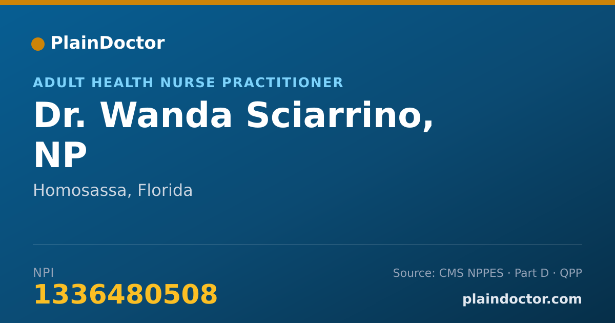 Shareable card for Wanda Sciarrino, NP - Adult Health Nurse Practitioner, Homosassa, FL