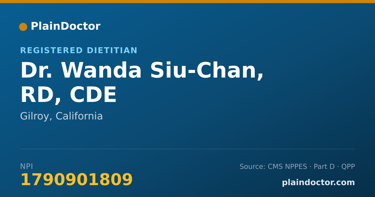Shareable card for Wanda Siu-Chan, RD, CDE - Registered Dietitian, Gilroy, CA