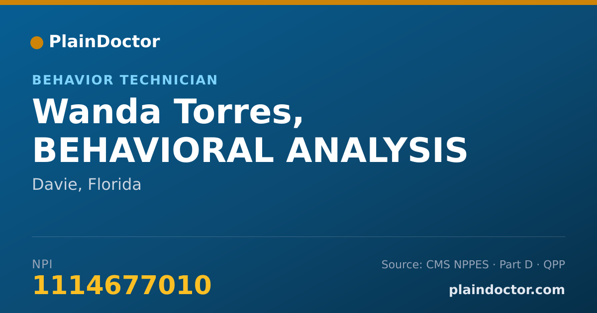 Shareable card for Wanda Torres, BEHAVIORAL ANALYSIS - Behavior Technician, Davie, FL