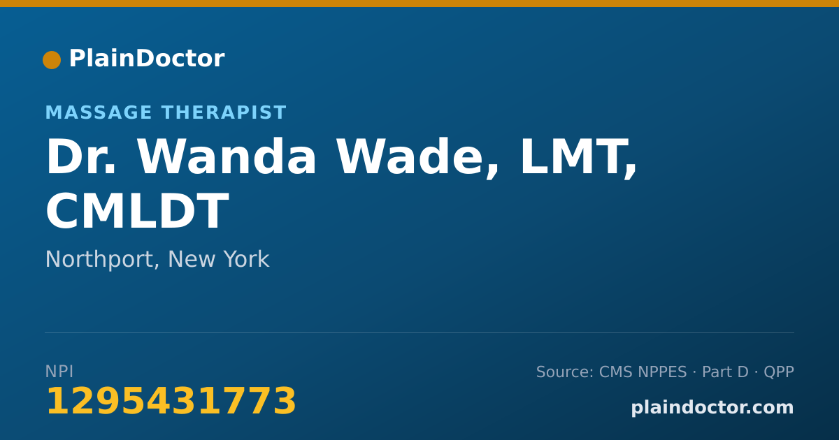 Shareable card for Wanda Wade, LMT, CMLDT - Massage Therapist, Northport, NY
