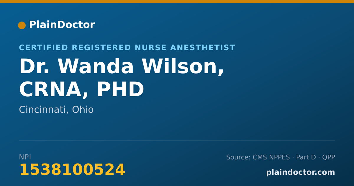 Shareable card for Wanda Wilson, CRNA, PHD - Certified Registered Nurse Anesthetist, Cincinnati, OH