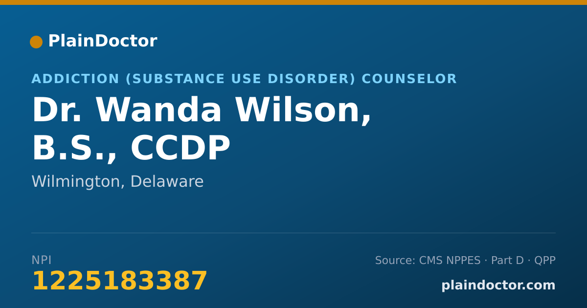 Shareable card for Wanda Wilson, B.S., CCDP - Addiction (Substance Use Disorder) Counselor, Wilmington, DE