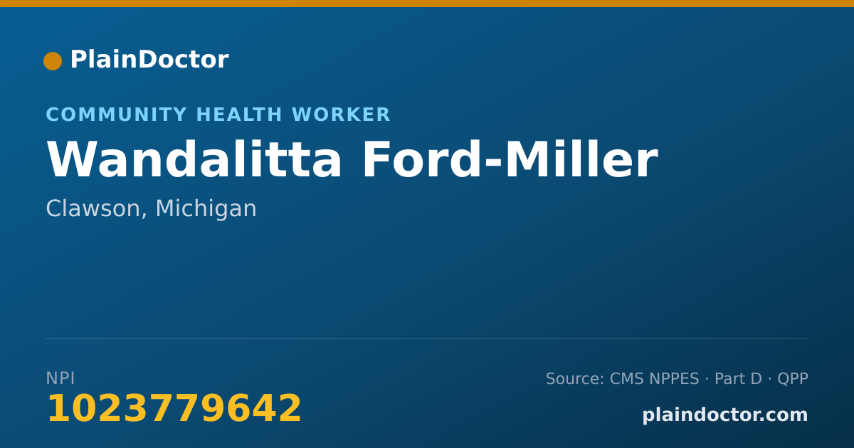 Shareable card for Wandalitta Ford-Miller - Community Health Worker, Clawson, MI