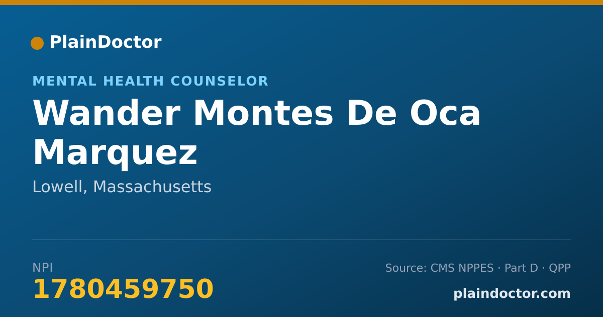 Shareable card for Wander Montes De Oca Marquez - Mental Health Counselor, Lowell, MA