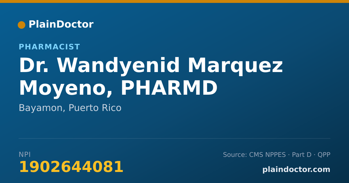 Shareable card for Wandyenid Marquez Moyeno, PHARMD - Pharmacist, Bayamon, PR