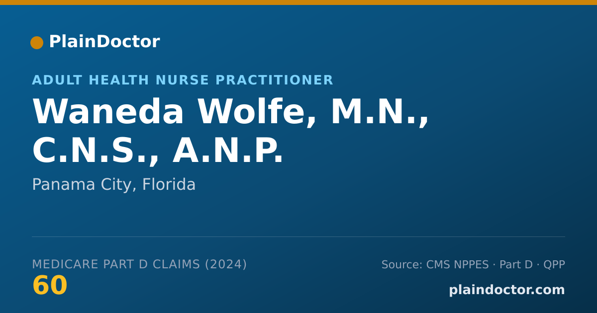 Shareable card for Waneda Wolfe, M.N., C.N.S., A.N.P. - Adult Health Nurse Practitioner, Panama City, FL