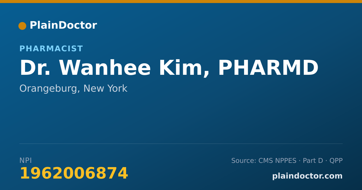Shareable card for Wanhee Kim, PHARMD - Pharmacist, Orangeburg, NY