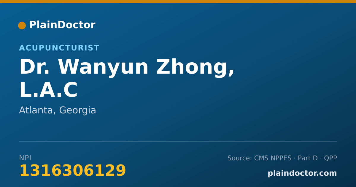 Shareable card for Wanyun Zhong, L.A.C - Acupuncturist, Atlanta, GA