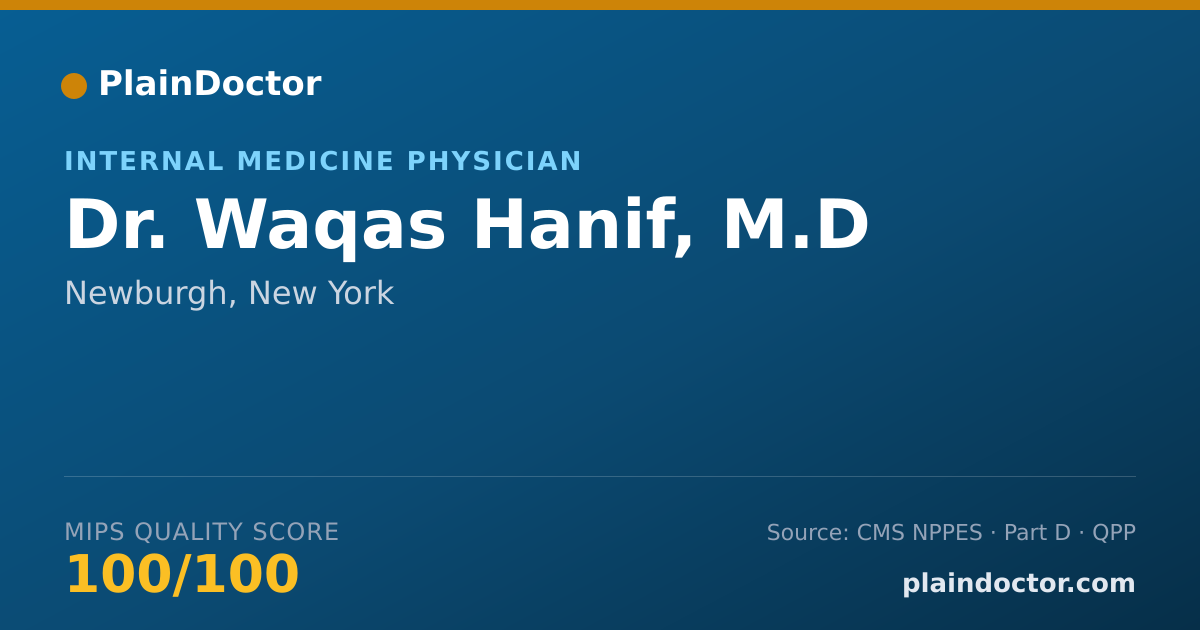 Shareable card for Waqas Hanif, M.D - Internal Medicine Physician, Newburgh, NY