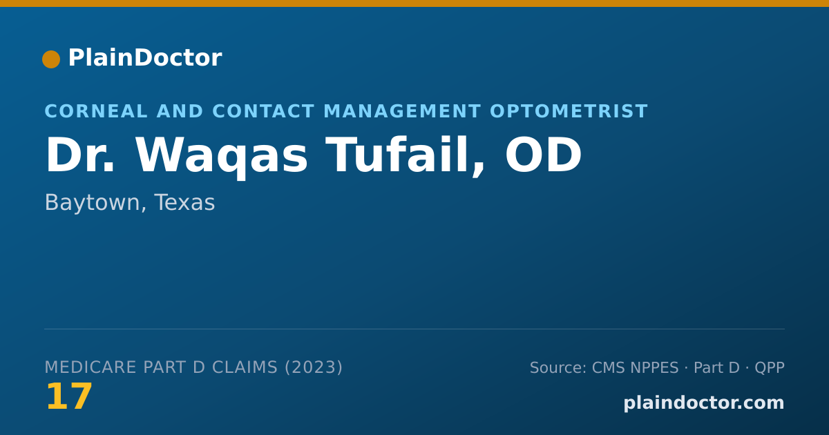 Shareable card for Waqas Tufail, OD - Corneal and Contact Management Optometrist, Baytown, TX
