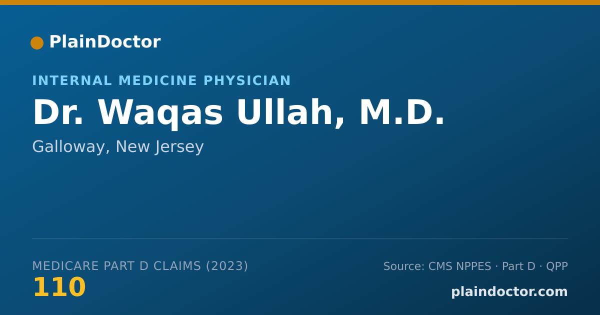 Shareable card for Waqas Ullah, M.D. - Internal Medicine Physician, Galloway, NJ