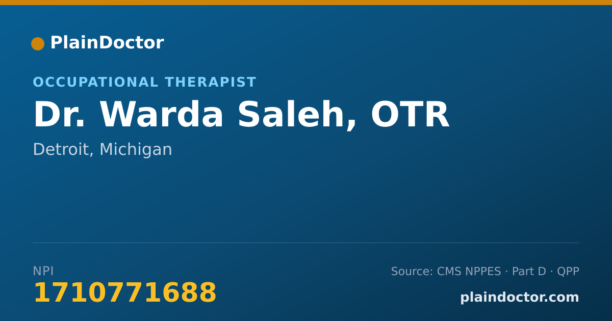 Shareable card for Warda Saleh, OTR - Occupational Therapist, Detroit, MI