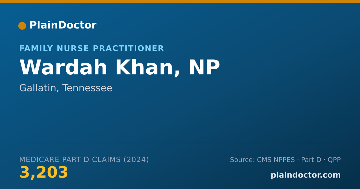 Shareable card for Wardah Khan, NP - Family Nurse Practitioner, Gallatin, TN