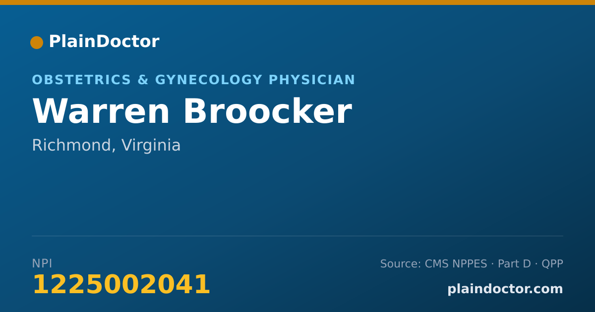 Shareable card for Warren Broocker - Obstetrics & Gynecology Physician, Richmond, VA