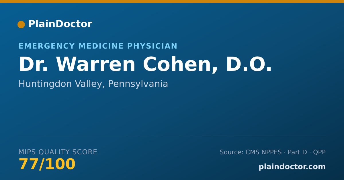 Shareable card for Warren Cohen, D.O. - Emergency Medicine Physician, Huntingdon Valley, PA