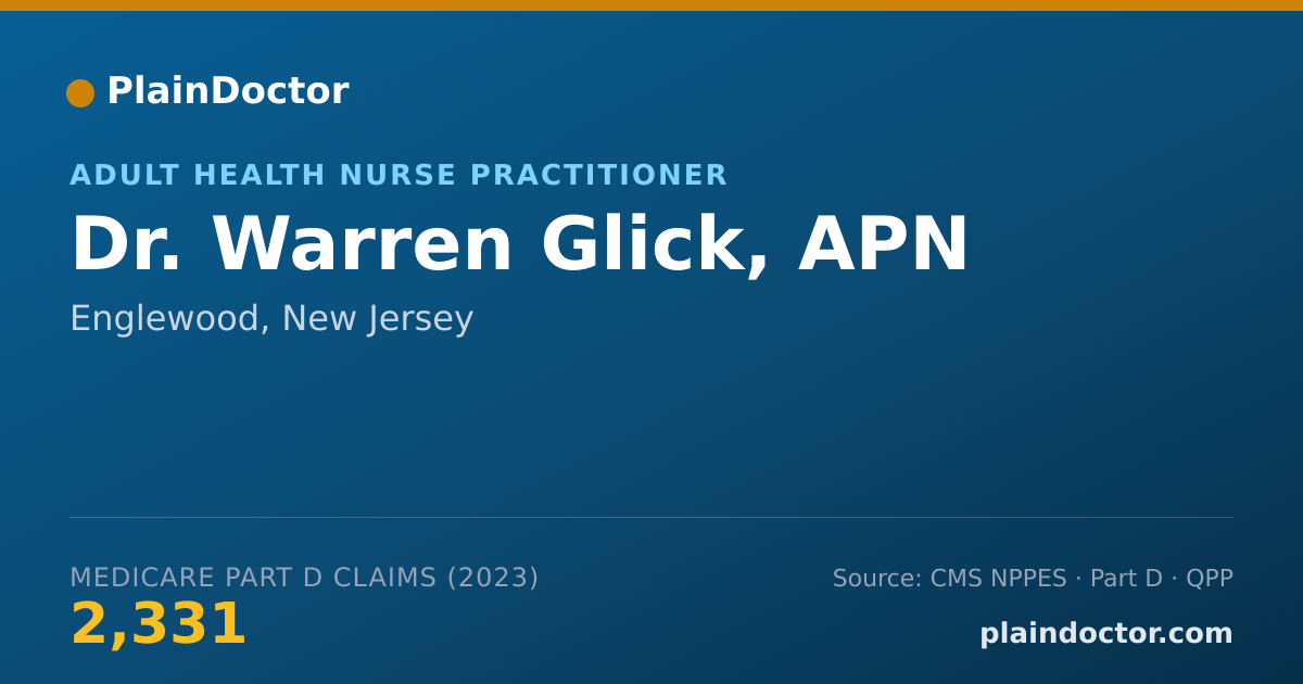 Shareable card for Warren Glick, APN - Adult Health Nurse Practitioner, Englewood, NJ