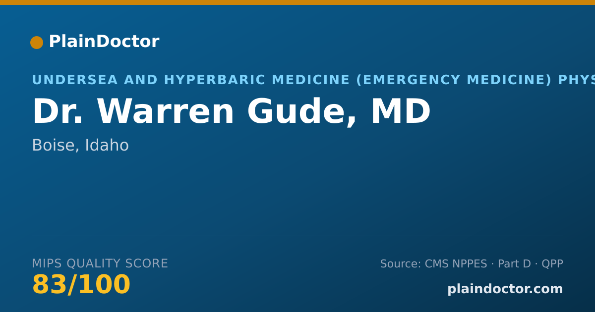 Shareable card for Warren Gude, MD - Emergency Medical Services (Emergency Medicine) Physician, Boise, ID
